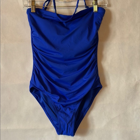 woman’s new HOLIPICK Royal blue one Piece Swimsuit MEDIUM Ruching NWT - Picture 1 of 7